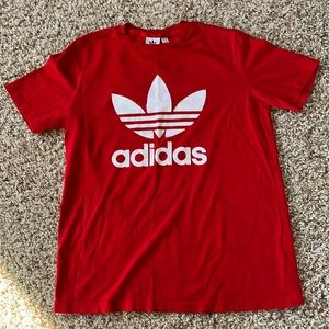Red Adidas T-Shirt/Size: Women's Large (slim fit)